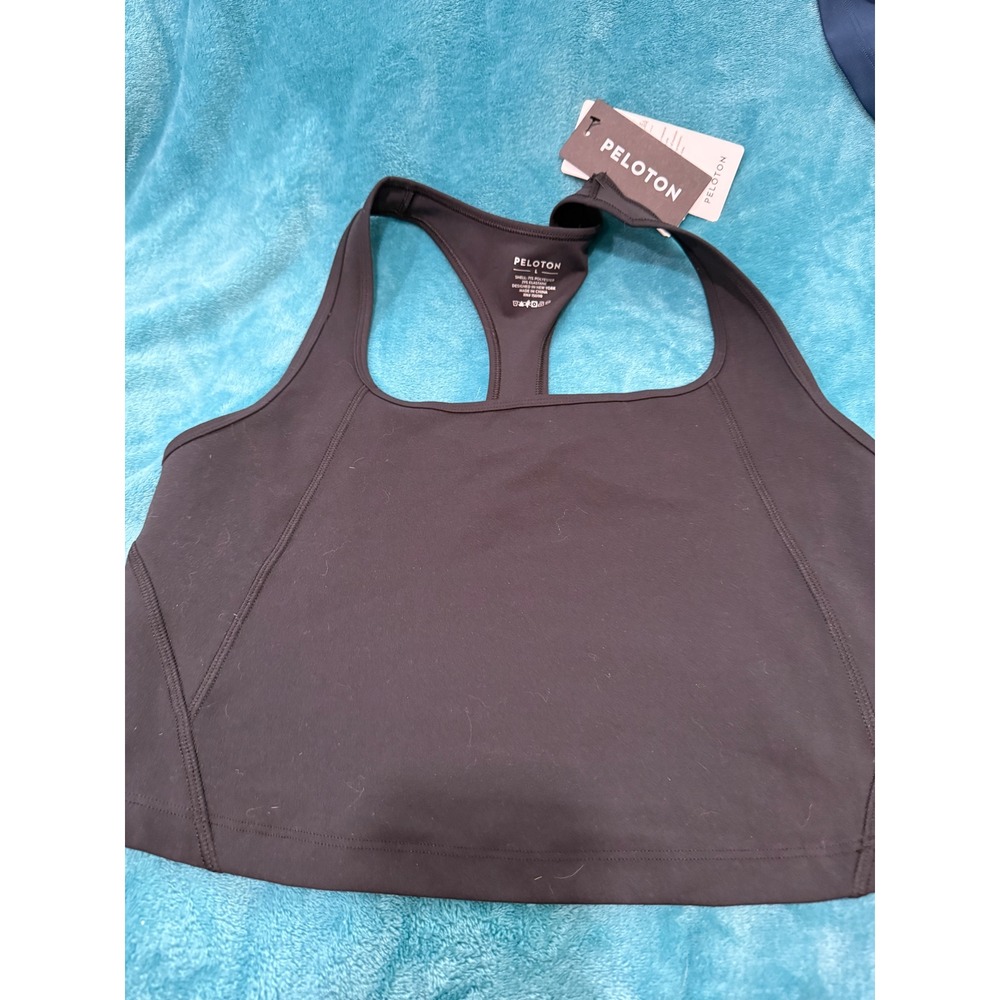 Peloton Cadent LT Square Neck Tank Black Racerback Crop Top WT01182-254001-L New